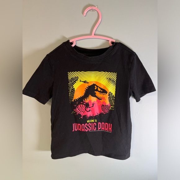 Old Navy Jurassic Park Black & Neon T-Shirt, Toddler Girl size 5T, T-Rex Shirt - Picture 1 of 6